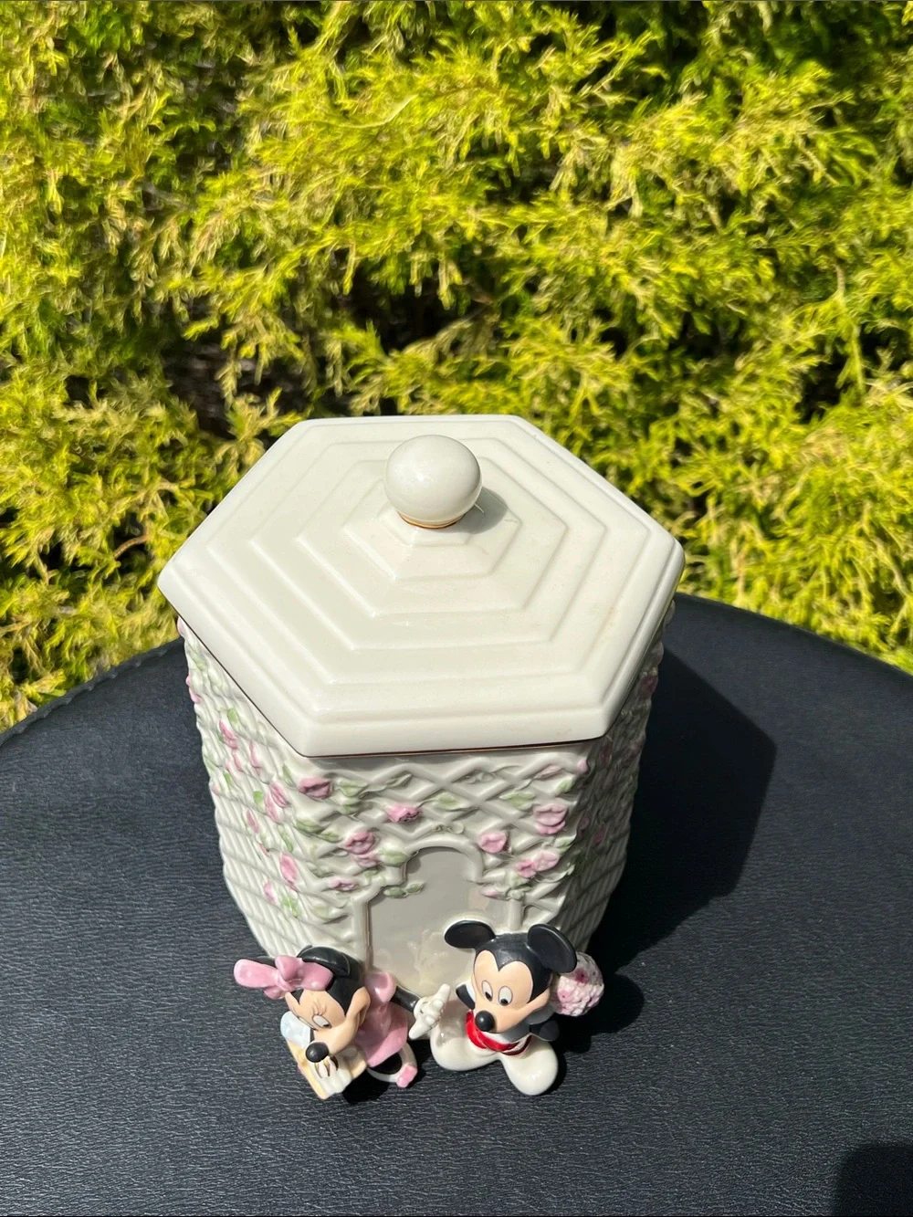 Lenox Disney Mickey & Minnie's Garden Picnic Cookie Jar Canister with Lid